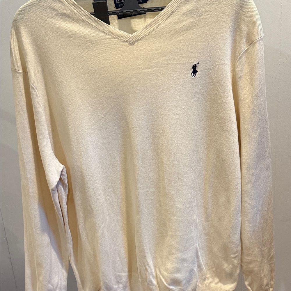 Men's Cream V-Neck Sweater